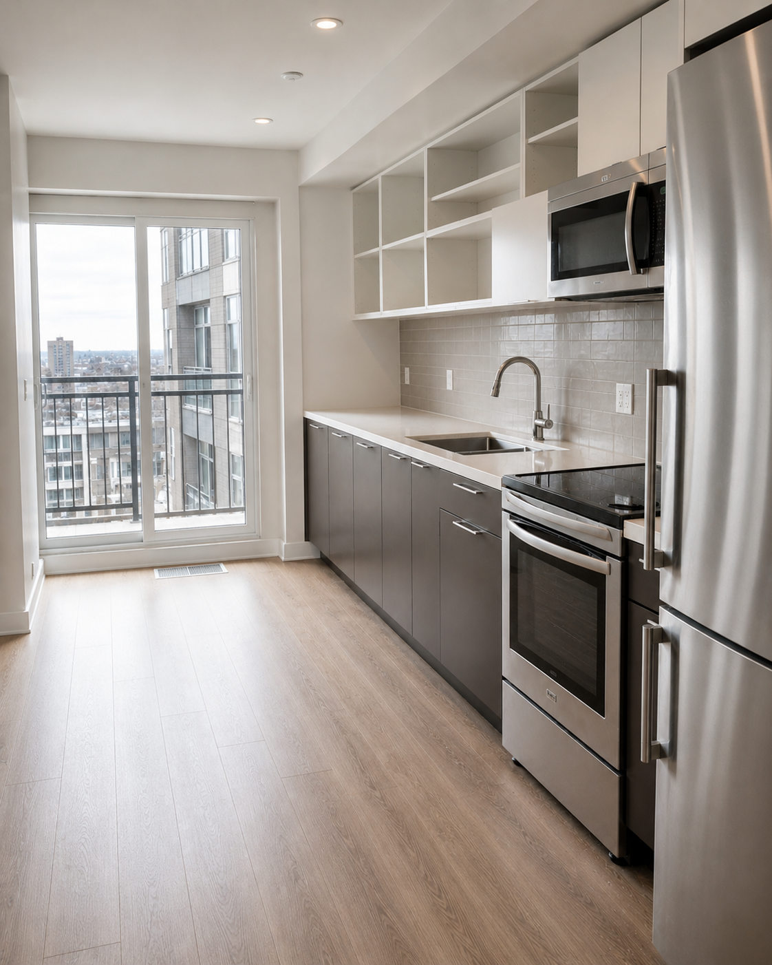 Calgary condo kitchen after professional move-out cleaning — spotless and bright